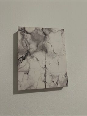 Marble Print Canvas Wall Art in White and Gray